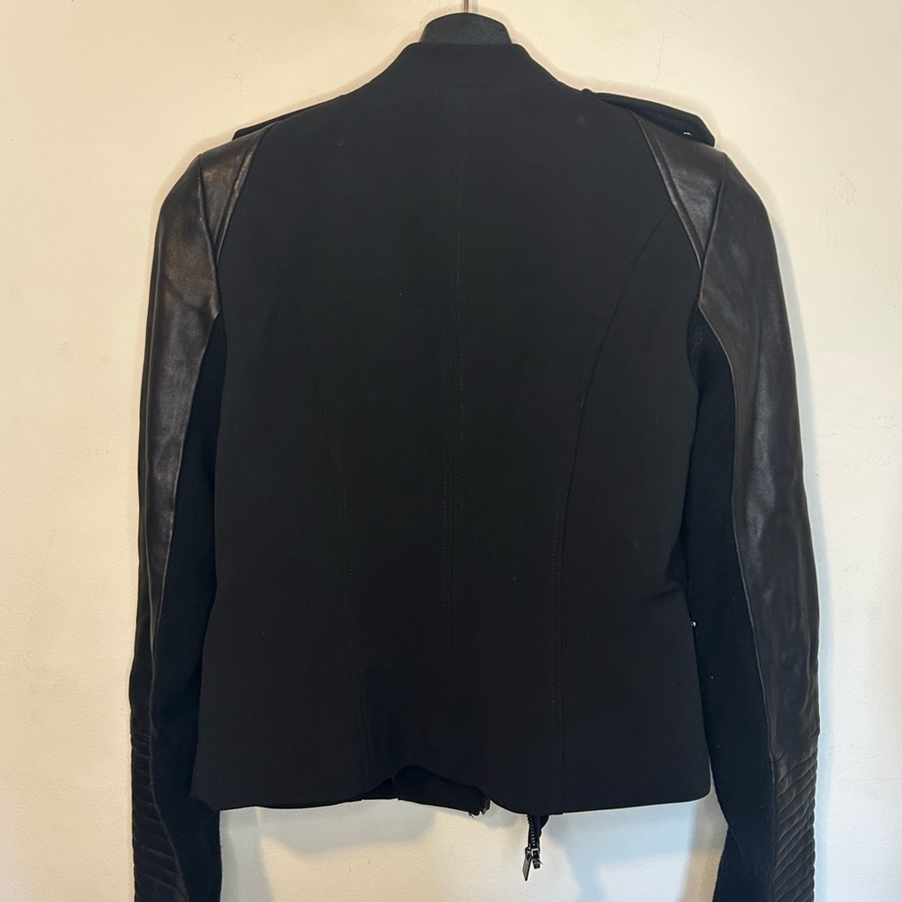 BCBG MAXAZRIA black Mix Media Leather Jacket For Women size XS - Picture 4 of 7